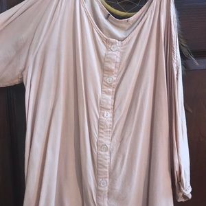 Nude pinky off the shoulders blouse